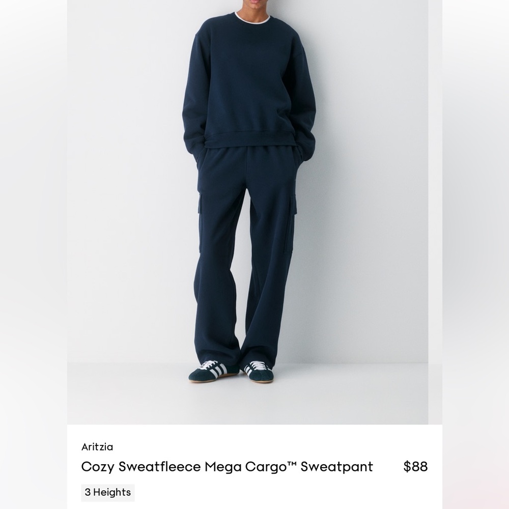 Aritzia Navy Blue Cargo Sweatfleece Pants